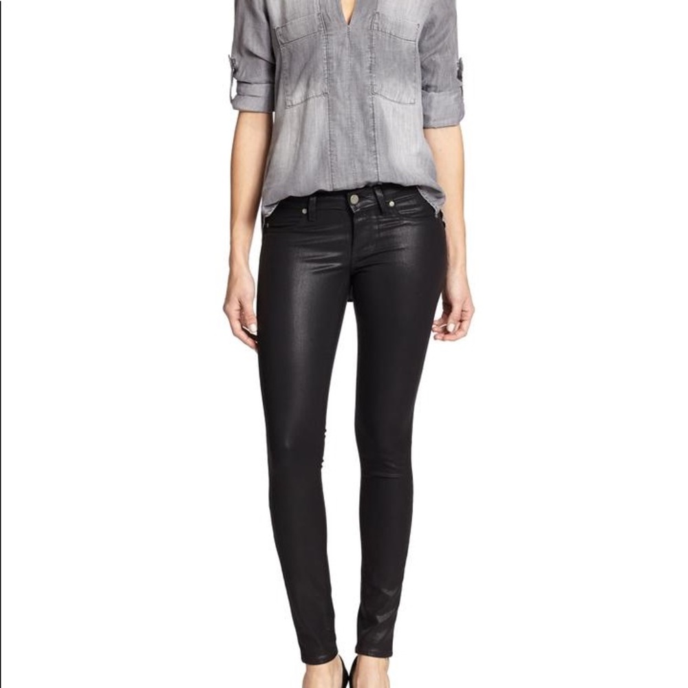 Paige verdugo coated black skinny ankle jeans